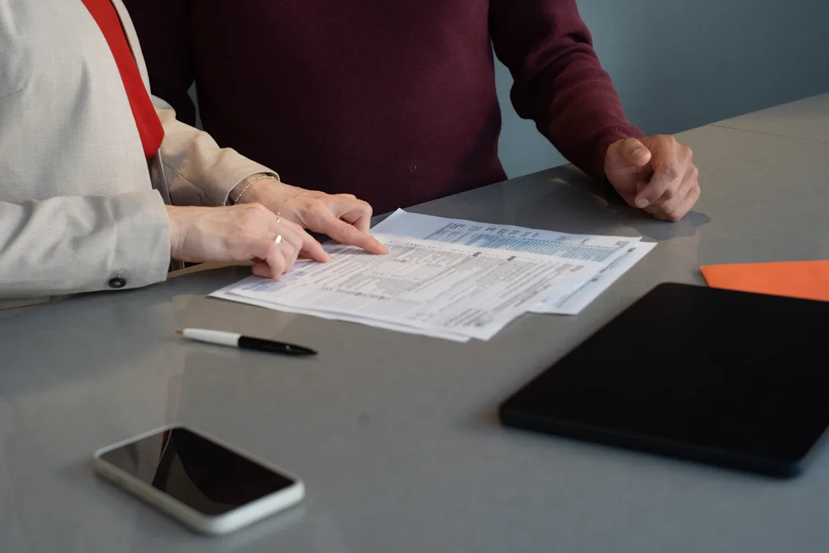 Application documents on a desk