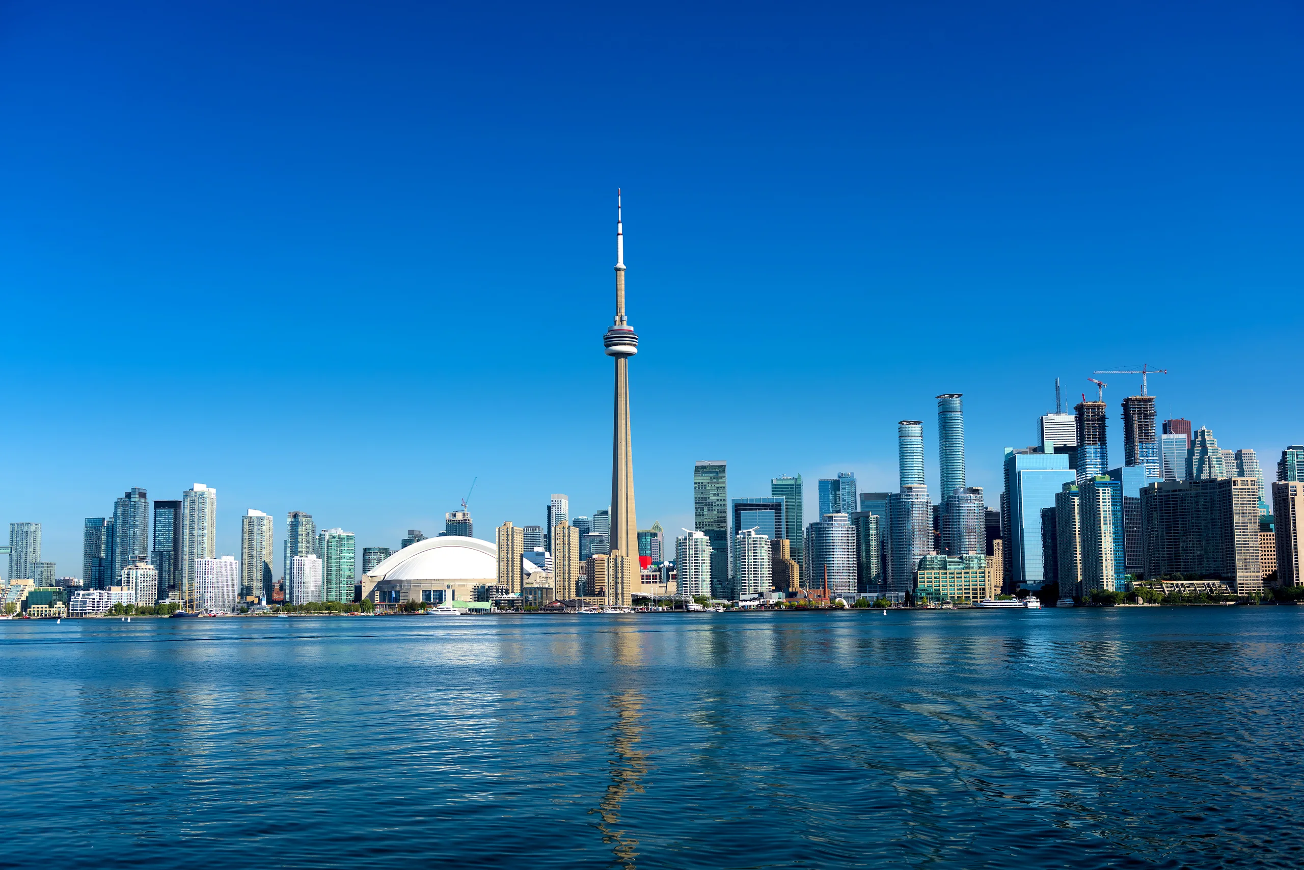 Toronto skyline and the CN Tower across the waterfront